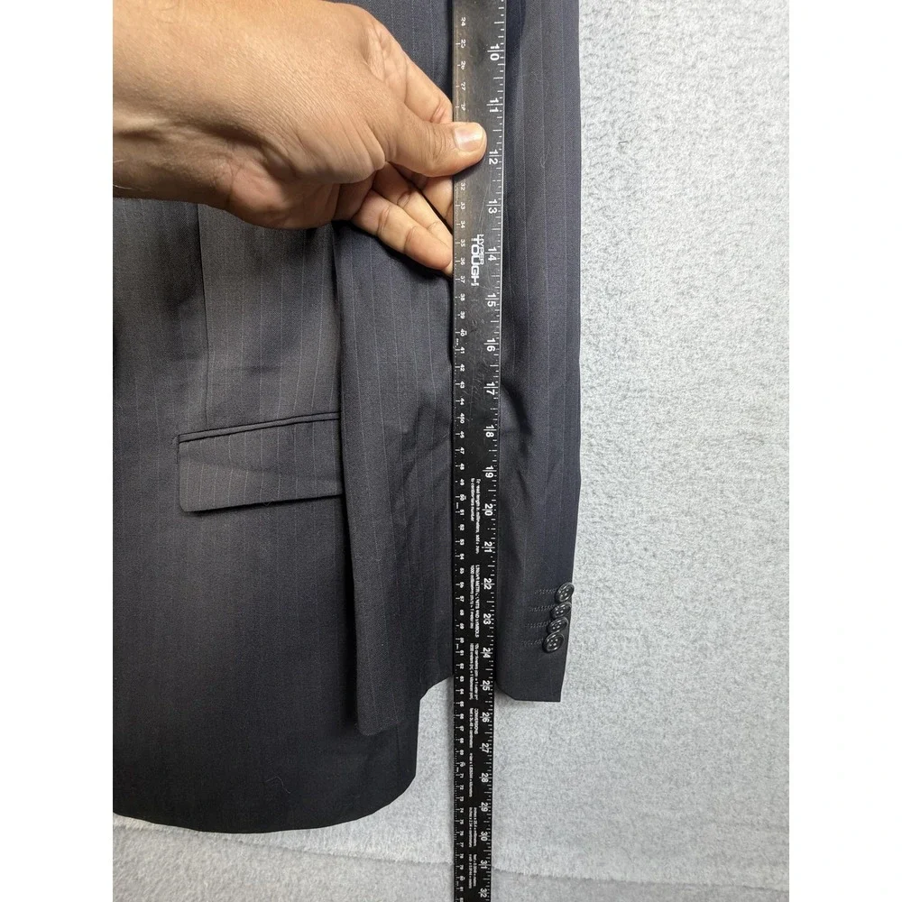 Pronto Suit Mens‎ 44R Black Pinstripe Wool Blend Two Piece Jacket Pants 38x28